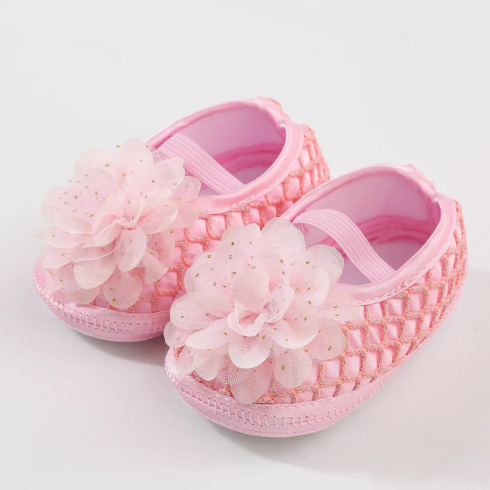 2023 Brand New Newborn Infant Baby Girl Summer Kids Shoes Soft Sole Crib Prewalker Toddler Anti-Slip Solid Floral First Walkers