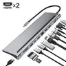 12in1 Type-c Docking Station to Dual HDMI*2 VGA Audio 3.5mm TF/SD Reader RJ45 Ethernet PD Charge USB-C HUB for Laptop Phone Tab