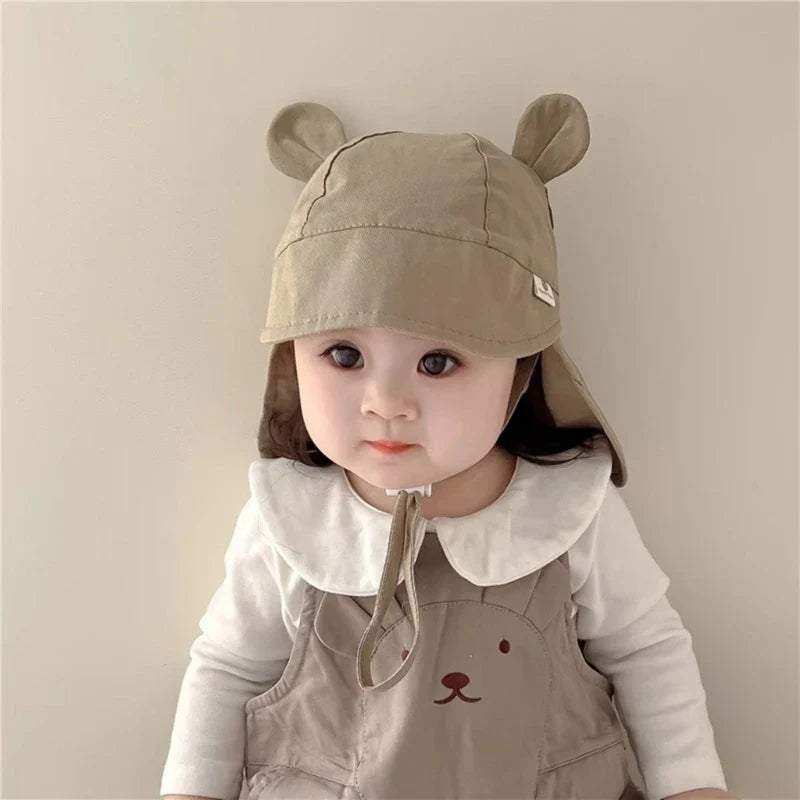 Kids Fisherman Caps with Ears Designing Spring Fall Sun Hat Lovely Baby Bucket Hat Windproof for Outdoor Fun