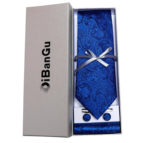 Ties for Men Gift Box Silk Jacquard Necktie Pocket Square Clip Cufflinks Business Wedding Anniversary Accessories Gift Men