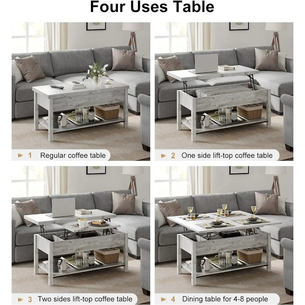 41.7“ Lift Top Coffee Table Converts to Dining Table for Dining Reception Room Gray Furniture Coffee Tables Luxury Design Living