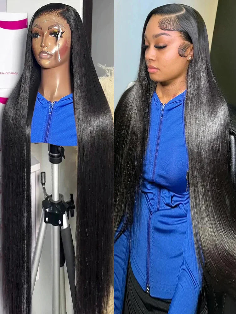 Brazilian 13x6 Transparent Bone Straight Lace Frontal Wig Human Hair Brazilian 40 46 Inch Glueless 13x4 Lace Front Wig For Women