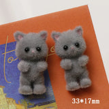 Min order 30pcs/lot flocking animals cartoon cats shape resin dolls beads diy jewelry earring/garment pendant accessory