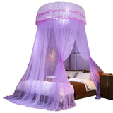 Breathable Hanging Mosquito Net Top Hook Lace Bed Canopy Encrypted Mesh Round Dome Court Style Crib Canopy Bedroom Decoration