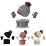 3PCS Set Cute Wool Pompom Baby Hat Scarf Glove Children Cap Warm Autumn Winter Hats For Kids Boys Girls Knitted Beanie Caps Hot