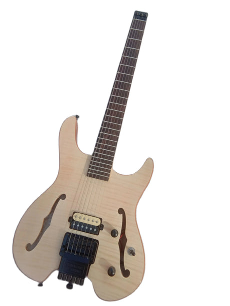 Double F-Hole Integrated Body, Wood Veneer, Feiling Headless Electric Guitar