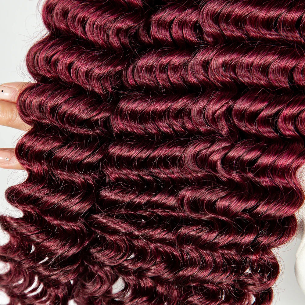 Burgundy Human Hair Extension Deep Curly Virgin Human Bulk Hair No Weft Hair Bundles for Weaving