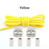 1Pair Round Elastic Laces Sneakers Lock Shoe Laces Without Ties Metal Buckle Laces Kids Adult No Tie Shoelaces Shoes Accessories