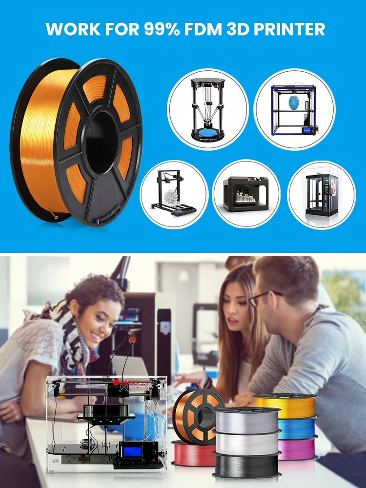 2KG 1.75mm  PLA SILK Filament  PLA Plus SILK 3D Printer Filament Print-rite CoLiDo High Gloss 3D Printing Materials