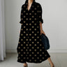 2023 Dress Summer Polka Dot Women's Small Flower Shirt Dress Bohemian Style Midi High Waist Vacation Office Fall Clothing