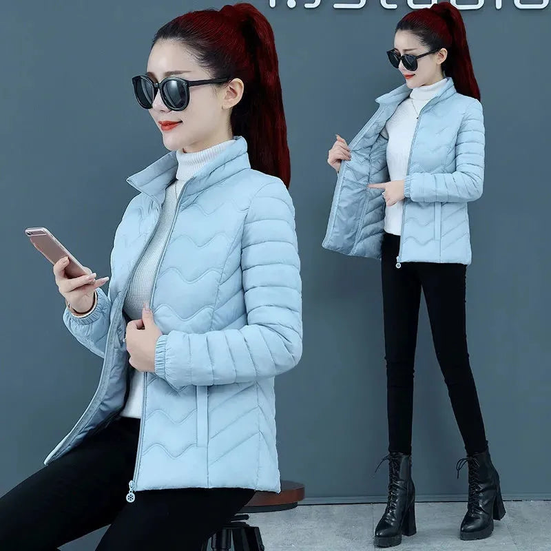 Winter Jacket Women 2023 New Short Parka Jacket Solid Coats Female Cotton Pdded Parkas Lady Thick Slim Outwear Coats for Women