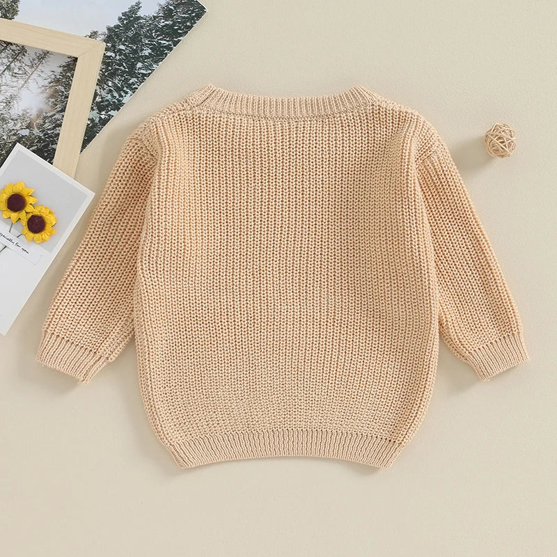 Autumn Baby Girls Boys Sweaters Coat Kids Knitting Pullovers Tops Baby Boys Girls Letter Embroidery Long Sleeve Sweaters