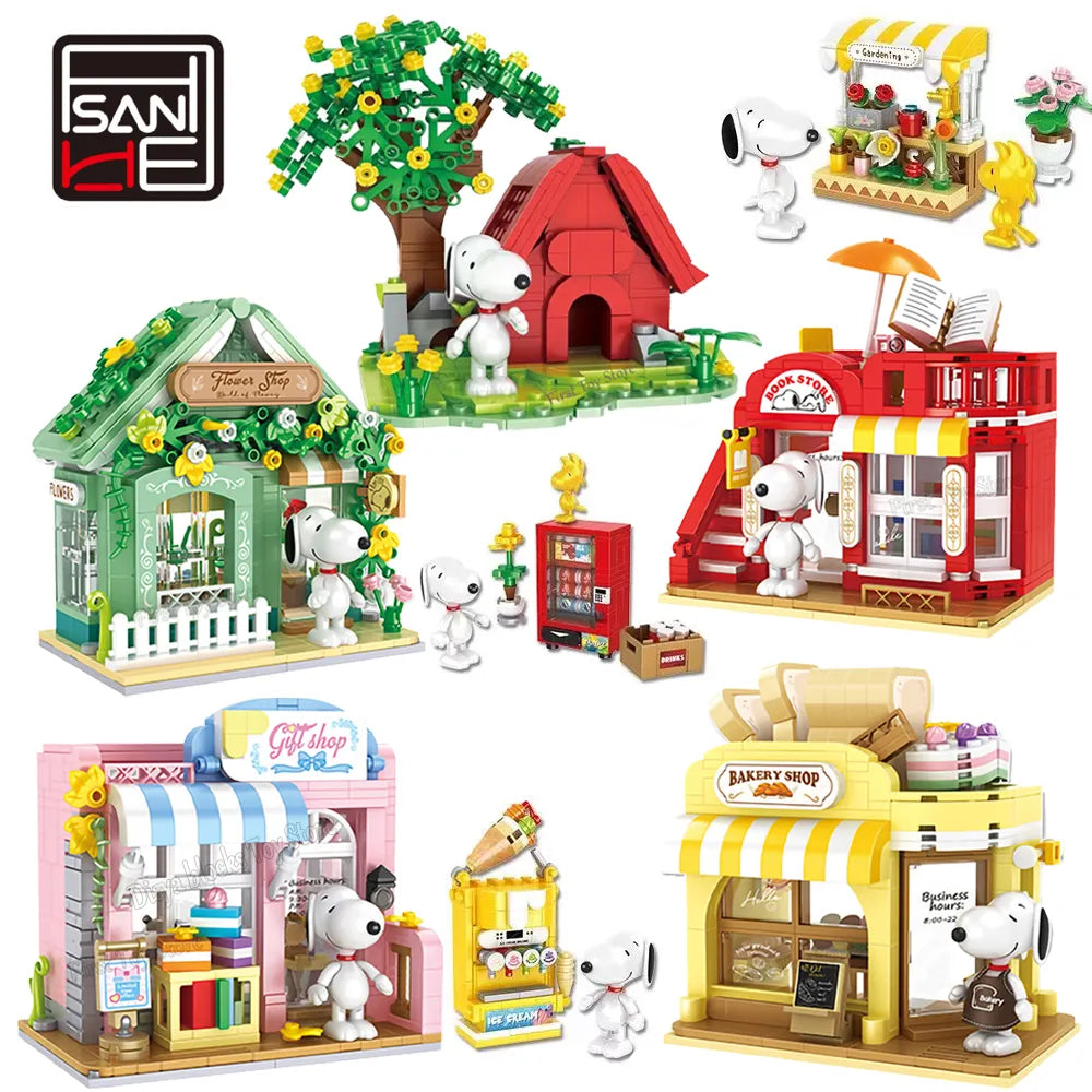 Genuine Classic Animation Snoopy Model Building Blocks DIY Creative Trendy Scene Assembled Blocks Toys Gift Christmas Gift