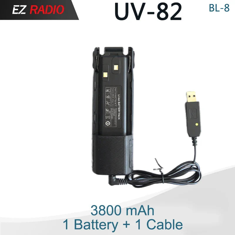 Baofeng UV 82 Battery BL-8 Walkie Talkies Ham Radio 2800mAh Enlarge 3800mah UV82HX Battery UV-8D UV-82HP UV-89 Radio Accessories