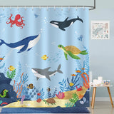 Colorful Tropical Fish Shower Curtains Ocean Animals Kids Bath Curtain Polyester Fabric Waterproof Bathroom Decor Set with Hooks