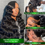 13x4 HD Lace Frontal Wigs Human Hair 250% Body Wave Glueless HD Lace Front Wig Pre Plucked With Baby Hair for Black Women 30Inch