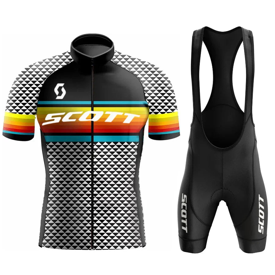 Men's Cycling Suit Jersey Mtb SCOTT Clothing Man Laser Cut Mens Sets Summer 2024 Complete Uniform Shorts Bib Short Jacket