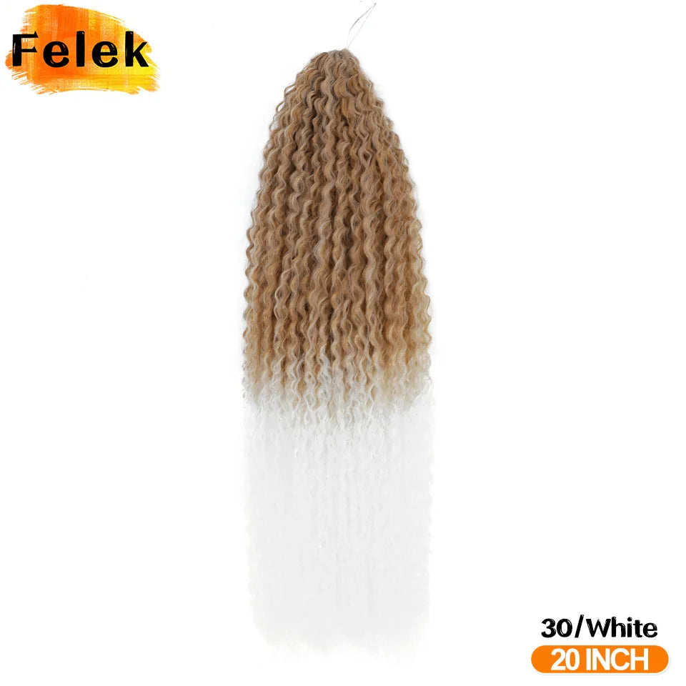 Brazilian Braids Synthetic Curl Hair Soft Braiding Extension 20-28 Inch Afro Crochet Hair Long Water Wave Ombre Color Hair Felek