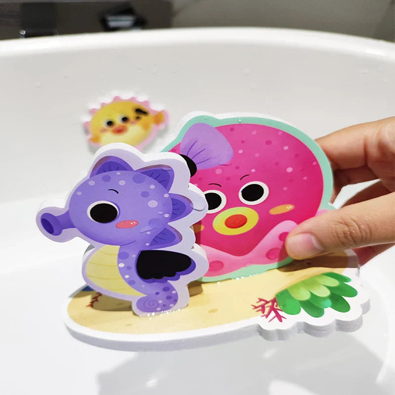 Children Bathroom Stickers Toys Baby Cognitive Soft EVA Animals Sticker Floating Foam Bath Toys for Kids Baby Water Bathtub Toys