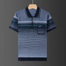 Male Clothes Casual Short Sleeve Polo-Neck Shirt 2023 Summer Fashionable Pockets Spliced Korean Striped Shirt T-shirt for Men