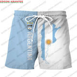 Custom New Argentina Sport Men Short DIY Number Argentine Flag Print Athletic Shorts for Beach Gym Running Street Casual Workout