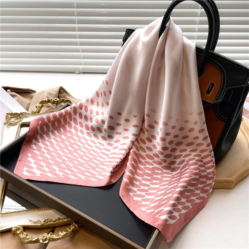 Silk Hair Scarf for Women Fashion Print Shawl Wraps Female Headband Neckerchief 70cm Hand Bag Wrist Foulard Neck Tie Echarpe