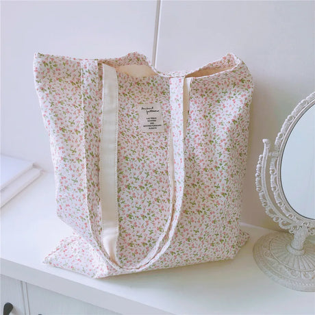 Cotton Women Shopping Bag For Groceries Canvas Large Reusable Foldable Shopper Shoulder Bags Female Students Books Tote Handbags