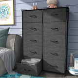 10 Drawers Dresser Fabric Storage Tower Cabinet Bin  Organizer, Black Grey   Organizer Chest