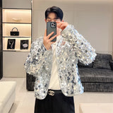 IEFB Sexy Man Jackets Fashion Korean Style Sequin Short Coat Trend Niche Design Men's Personality Clothing Autumn New Top 9C2073