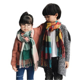 Children's Scarf family look Matching outfits Mother Kids Warm Neck Wear Thick Plaid Boys Girls Autumn fleece Shawl