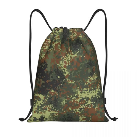 Custom Green Brown Military Camouflage Drawstring Bags Men Women Lightweight Army Jungle Camo Sports Gym Storage Backpack