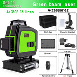 Clubiona 16/12 lines professional Super powerful Green Lines Laser Level With 4000mAh Li-ion Battery Remote Control pulse mode