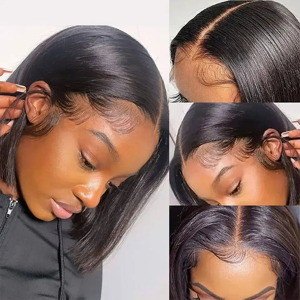 Wear Go Glueless Human Hair Wig Bob Short Straight 4x4 Lace Closure Bob Wig Pre Cut HD Transparent Human Wigs Ready to Go