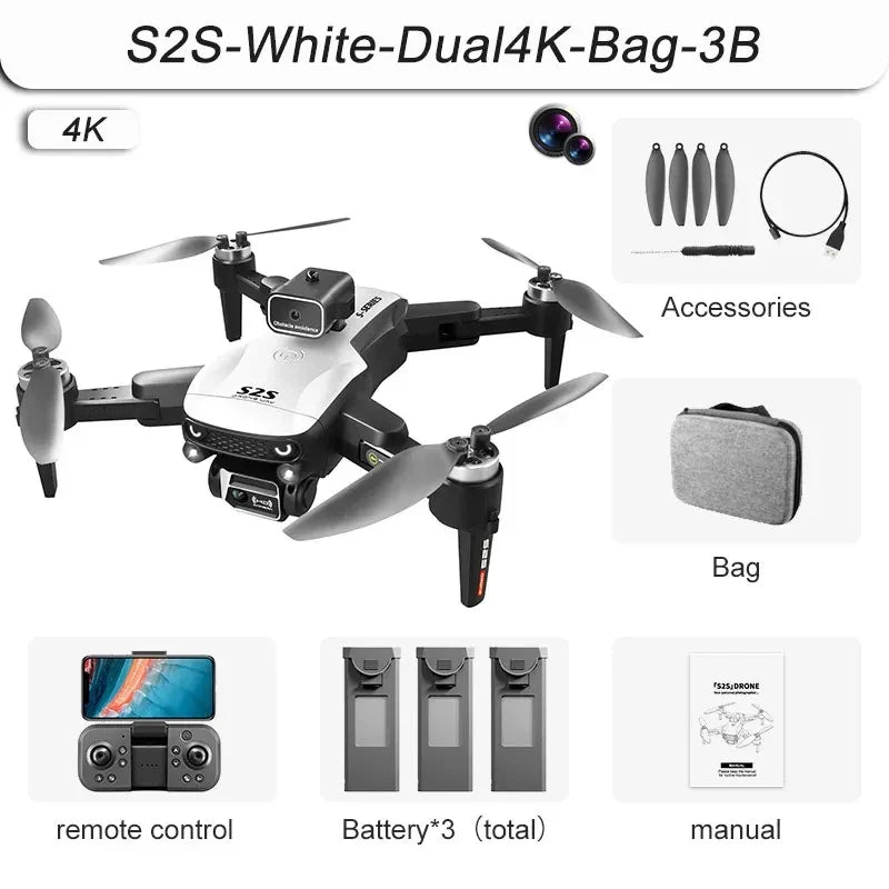 S2S Mini Drone 4k Profesional 8K HD Camera Obstacle Avoidance Aerial Photography Brushless Motor Foldable Rc Quadcopter Kids Toy