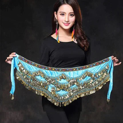 Oriental/Indian Belly Dance Coin Belt BellyDance Hip Scarf Golden Coins Belly Dance Costume Accessories Dancing Coin Belt