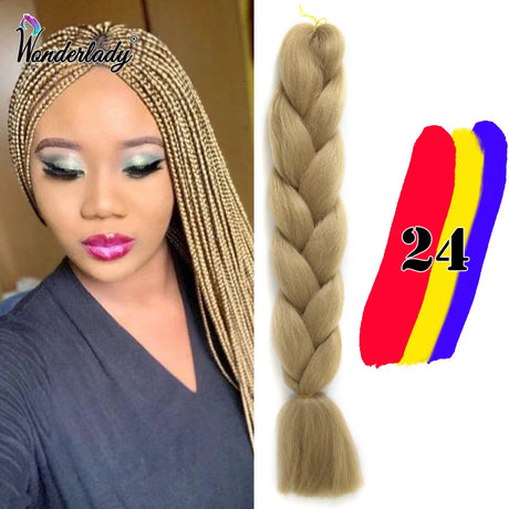 WonderLady 255 Color Long Colored Braiding Hair Jumbo Braids DIY Hairstyle Ombre Synthetic Hair Extensions For Women Braiding