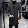 Men's Fashion Warm Casual Windbreaker Long Coat 2023 New Autumn/Winter Solid Color Woolen Coat Slim Fit Long Windbreaker Coat