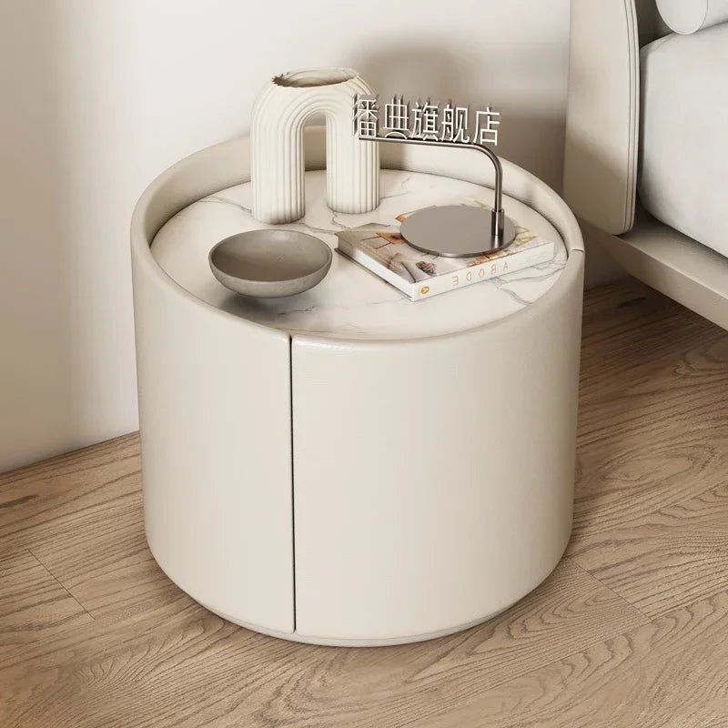 Italian Luxury Nightstands Minimalist Round Nordic Organizers Side Table Drawers Narrow Bedroom Storage Muebles Home Furniture