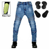 New zipper pants Motorcycle jeans Men's high elastic motorcycle riding rider pants Racing pants with protective gear