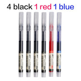 6Pcs/Set Quick-Drying 0.5mm Roller Pen High Capacity Black/Red/Blue Ink Straight Liquid Rollerball Gel School Office Stationery