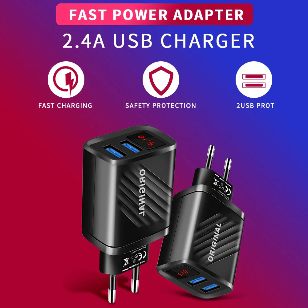 Dual USB Charger 20W Mobile Phone Charger Fast Charging For Samsung iPhone 13 12  Huawei Xiaomi QC3.0 USB C Charger Wall Adapter