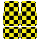 Checkerboard Car Mats Auto Parts Rubber Floor Mats Custom 4PCS Car interior graphic print checkered square feet