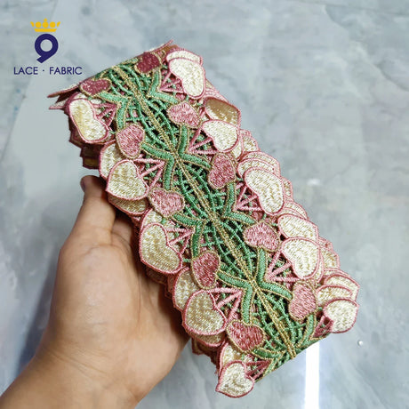 10 Yards Wholesale Price!! African Laces Ribbon DIY Accessories Applique Pink And Green Wedding Lace Trim Laces Material