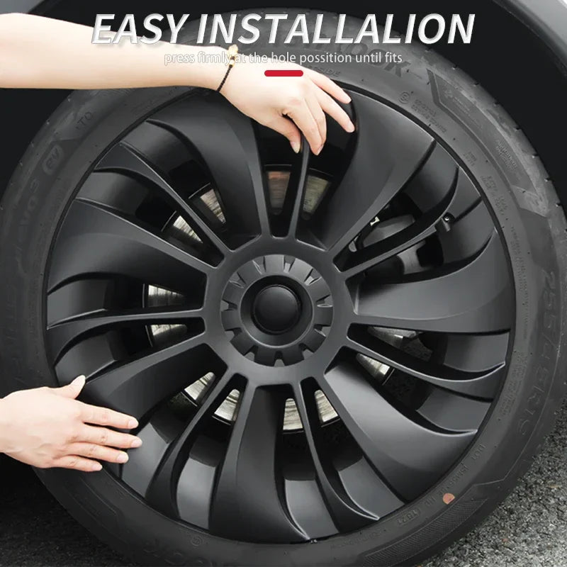 4PCS Hub Cap Performance Replacement Wheel Cap 19 Inch Automobile Hubcap Full Rim Cover Accessories for Tesla Model Y 2018-2024