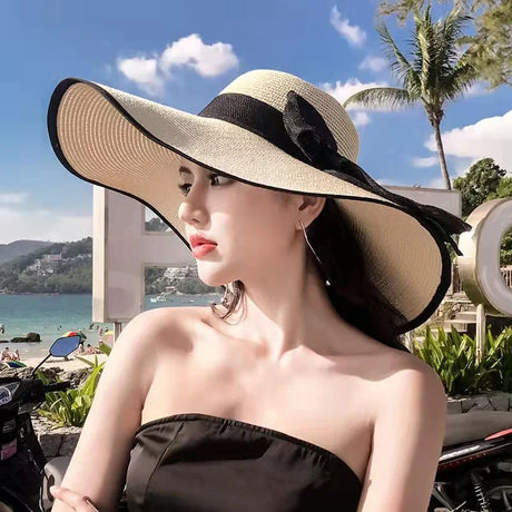 Summer Straw Hat Women's Hats Beach Holiday Visors Female Protection Big Eaves Bucket Hat Cap Women Sun Hat Panama Caps Foldable