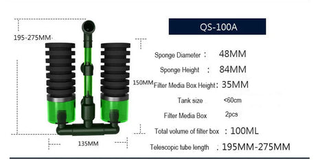 Qanvee QS200 Water Sponge Filter Media Aquarium Fish Tank Shrimp Plant Air Pump Oxygen Accessories Foam Fishing Equipment Filtro