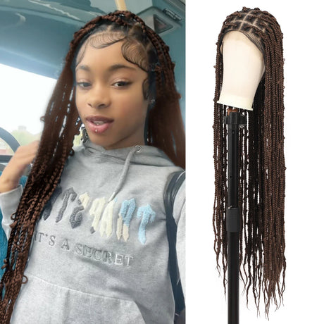 Kalyss 36" Square Knotless Butterfly Box Braided Wigs for Black Women Full Double Lace Frontal Wig with Baby Hair