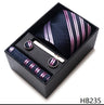 Luxurious Dropshipping 8 cm Birthday Gift Silk Tie Hanky Pocket Squares Cufflink Set Tie Clip Necktie Box Geometric