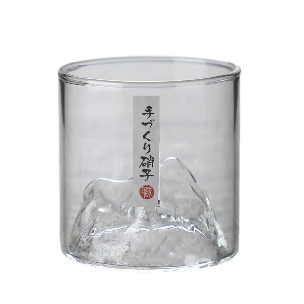 Japanese Whisky Glass Cup 3D Mountain Water Glass Glacier Mug Vodka Wine Cup Glass Fuji Artwork Gift Cocktail Glasses Drinkware