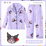 Spring Miniso Cute Children's Pajamas Sets Kawaii Anime Kuromi Pochacco Cinnamoroll Girl Boy Sleepwear Milk Silk Kids Loungewear